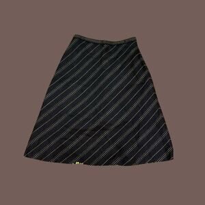 Vintage Talbots Women’s Black Wool Diagonal Stitch A-Line Midi Skirt Size 10